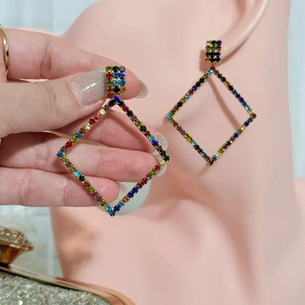 ⚜️ Amazing Multicolor Geometric Drop Earrings - Picture 5 of 8